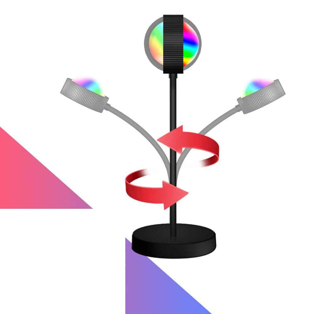 Natlampe med regnbue solnedgang projektion