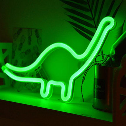 Grøn dinosaur neon lampe til værelset