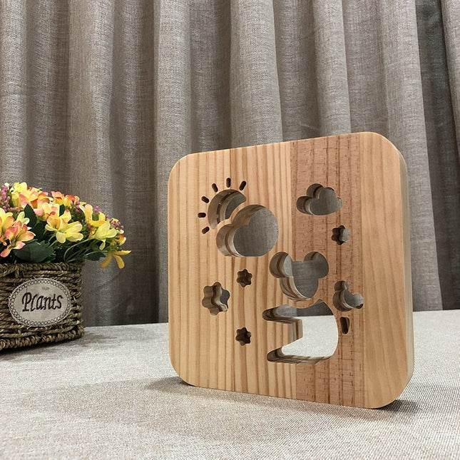 3D natlampe i træ med koala