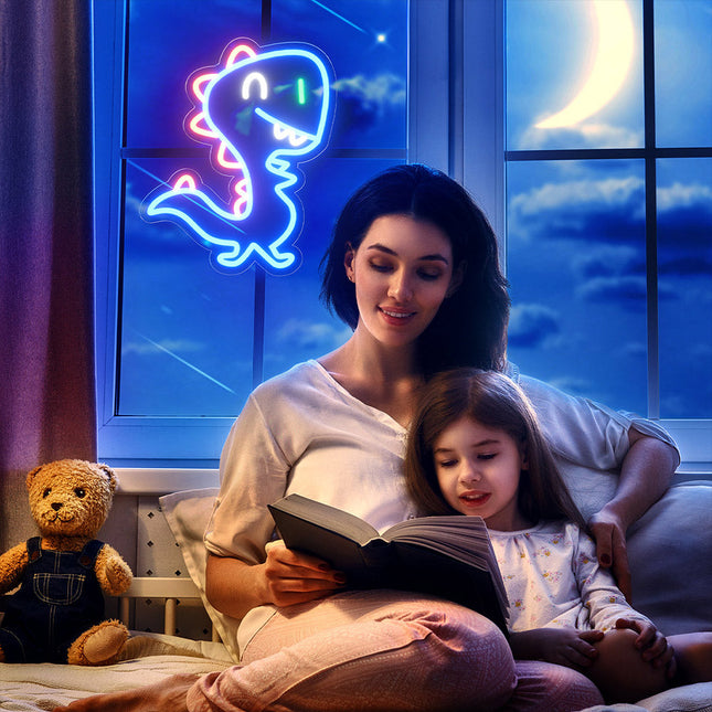 Sjov dinosaur neon lampe til væggen