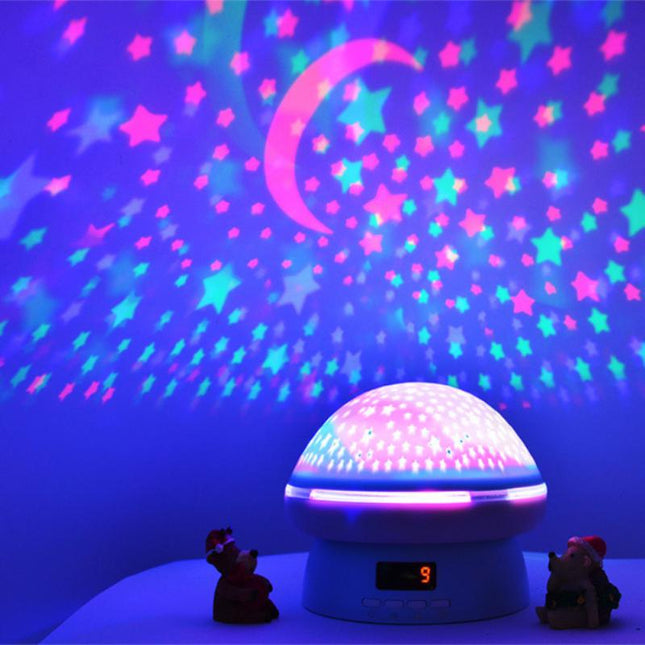 Svampe natlampe med stjernehimmel projektor
