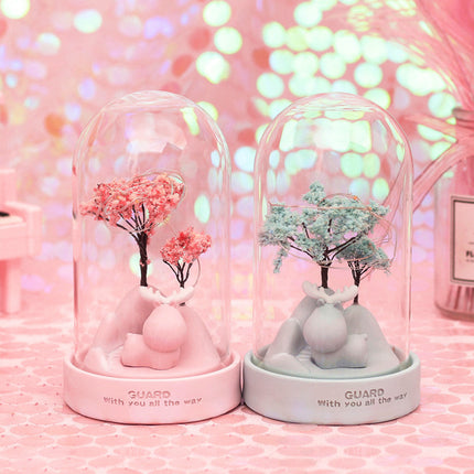 Dekorativ blå natlampe med trækuppel