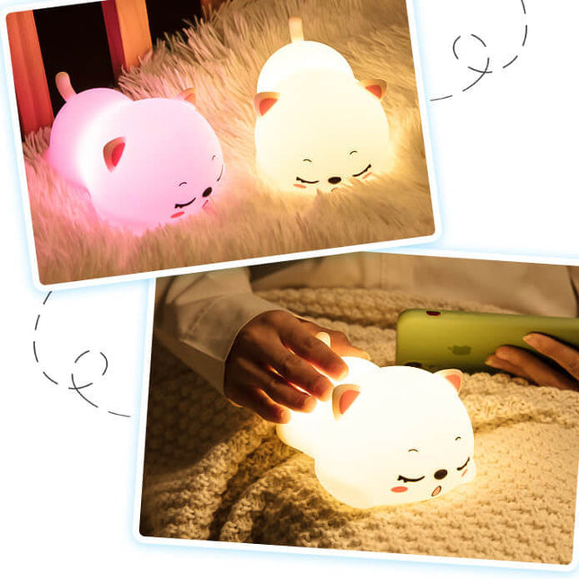 Silikone katte natlampe med farveskift