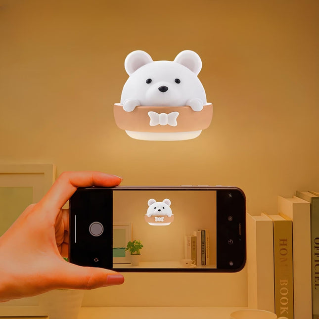 Genopladelig bamse natlampe med dæmpbart lys