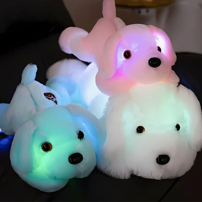 Lysende hundehvalp bamse med LED