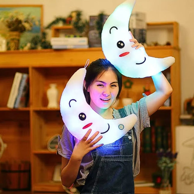 Lysende måne bamse pude til børn