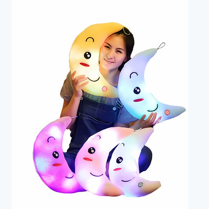 Lysende måne bamse pude til børn