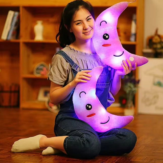 Lysende måne bamse pude til børn