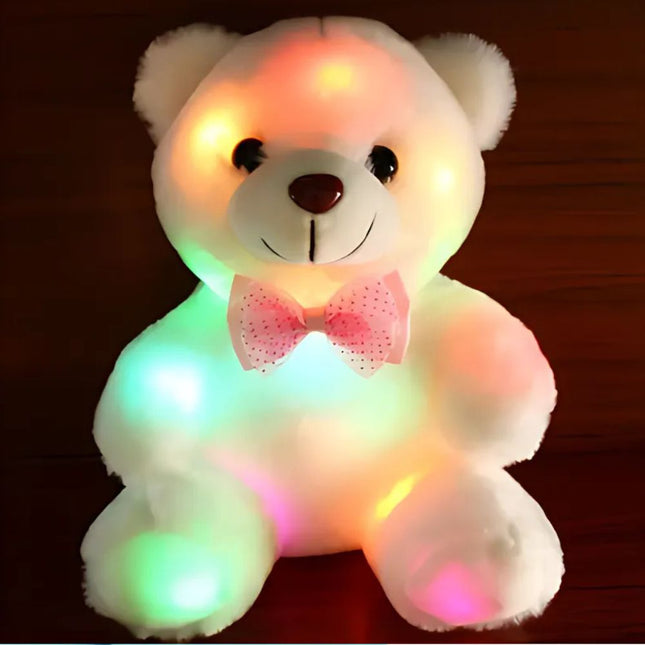 Lyserød bamse plysdyr med LED lys