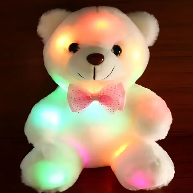 Lyserød bamse plysdyr med LED lys