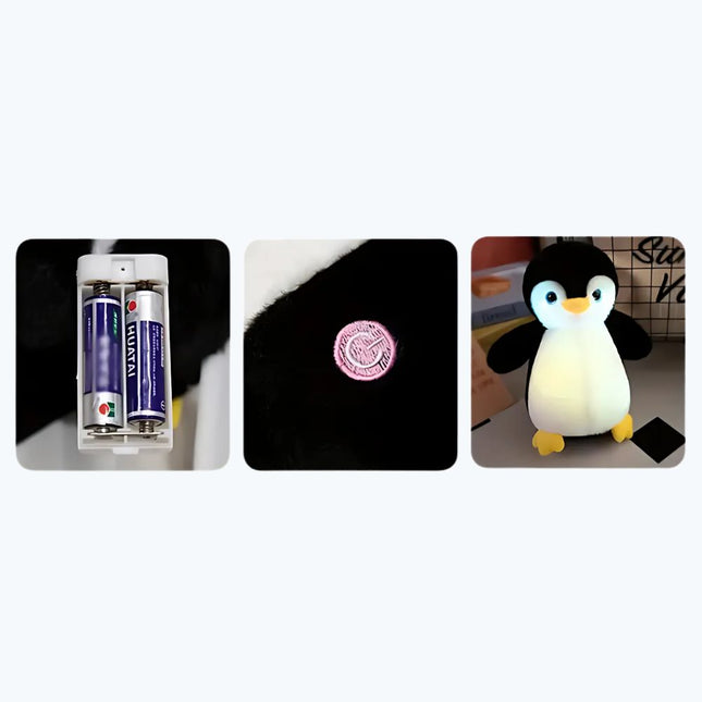 Sød pingvin plysdyr med farveskift