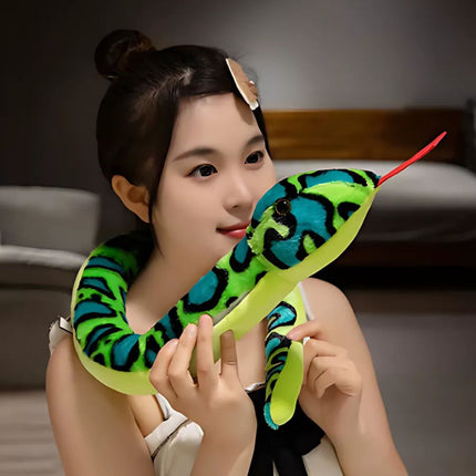 Plys slange natlampe til børn grøn