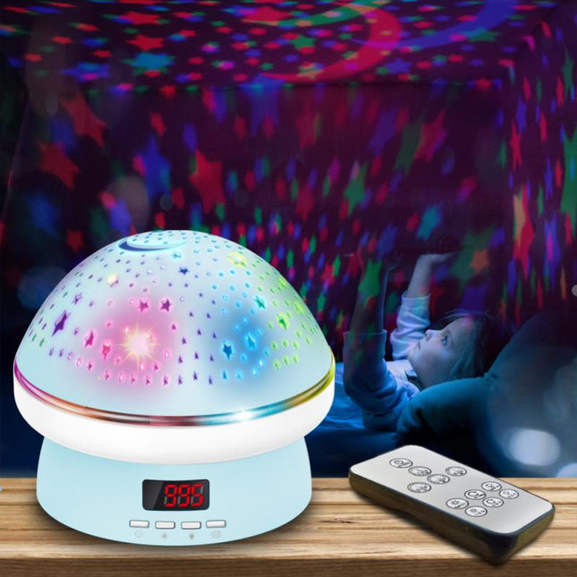 Svampe natlampe med stjernehimmel projektor