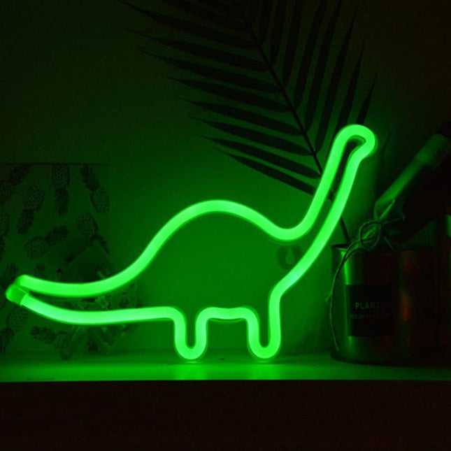 Grøn dinosaur neon lampe til værelset