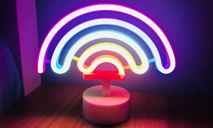 Regnbue LED neon natlampe til bord