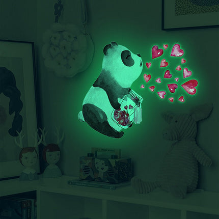 Selvlysende panda vægklistermærker til væg