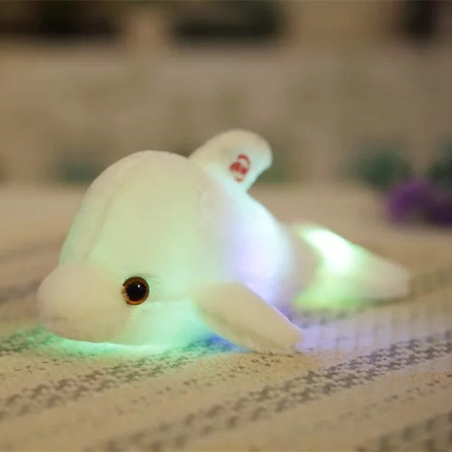 Blød lysende delfin plysdyr med LED