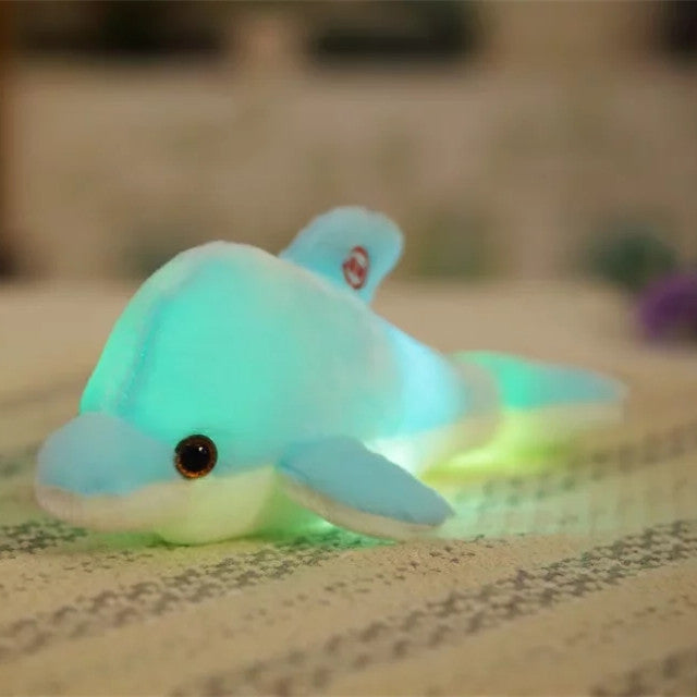 Blød lysende delfin plysdyr med LED
