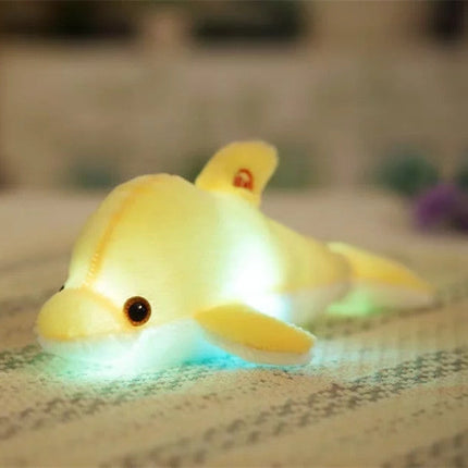 Blød lysende delfin plysdyr med LED