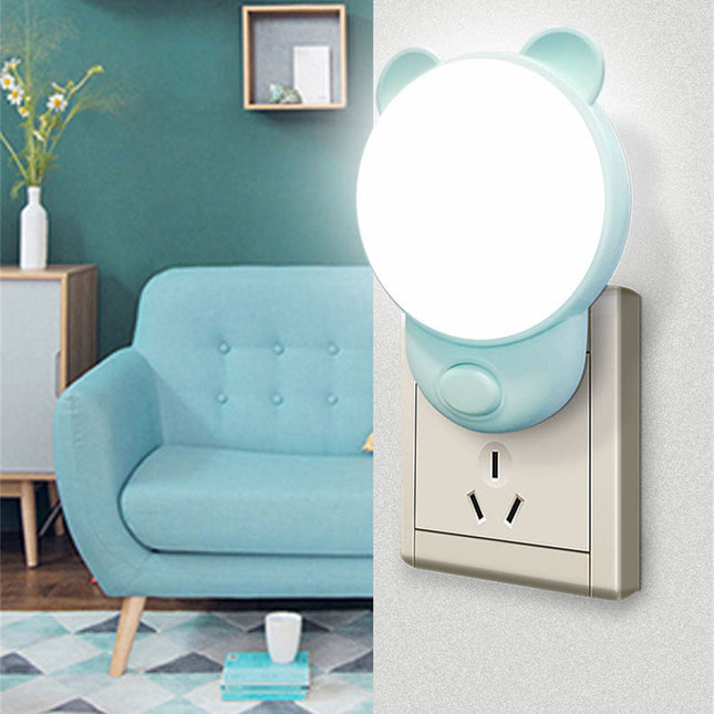 Lyserød bamse natlampe til stikkontakt