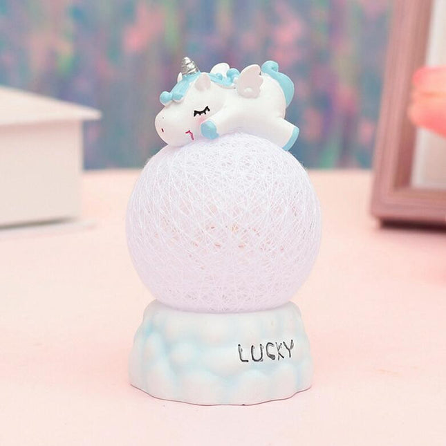 Lyserød enhjørning natlampe på lyskugle