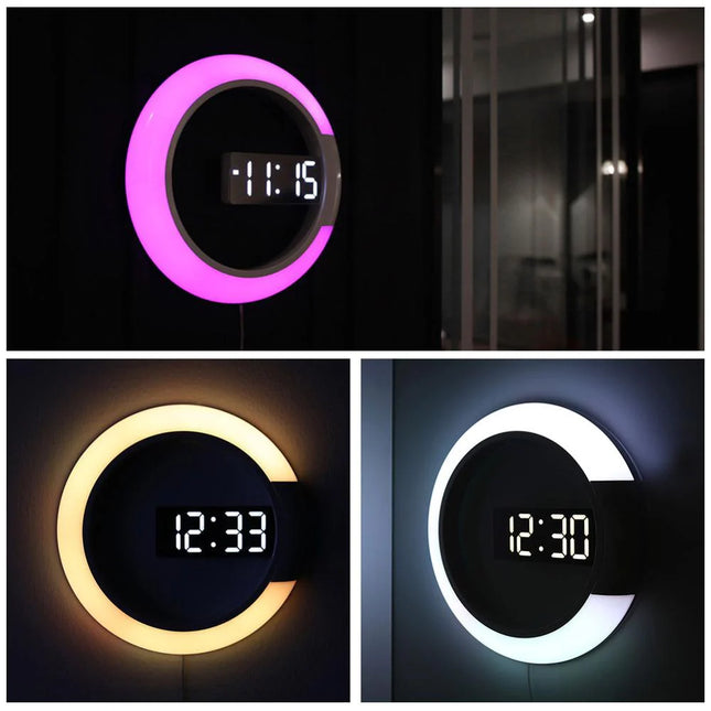 Moderne digitalt LED vægur med lys