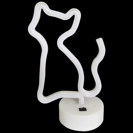 Lyserød neon lampe formet som kat