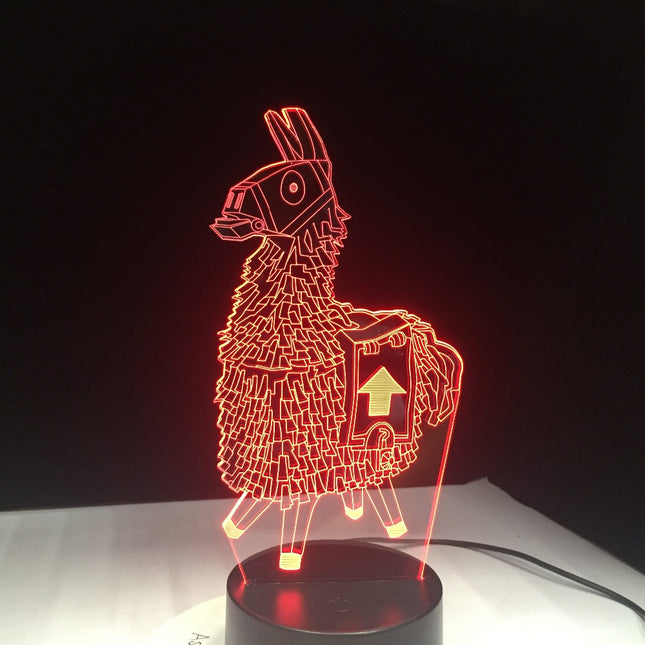 3D illusion LED-lampe med lama-motiv