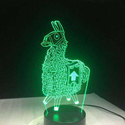 3D illusion LED-lampe med lama-motiv