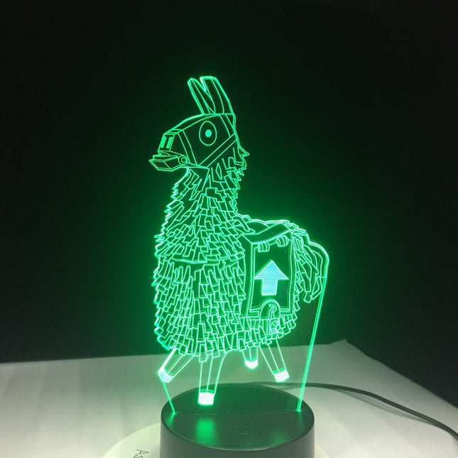 3D illusion LED-lampe med lama-motiv