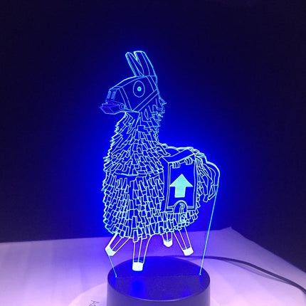 3D illusion LED-lampe med lama-motiv