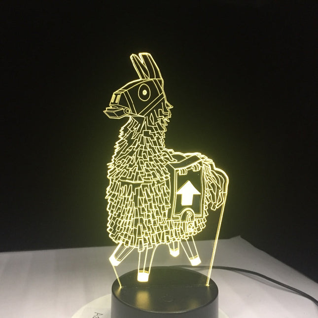 3D illusion LED-lampe med lama-motiv