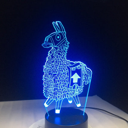 3D illusion LED-lampe med lama-motiv