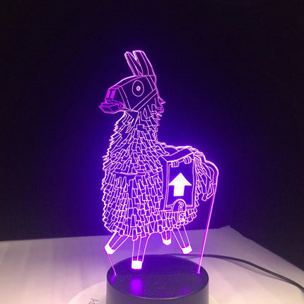 3D illusion LED-lampe med lama-motiv