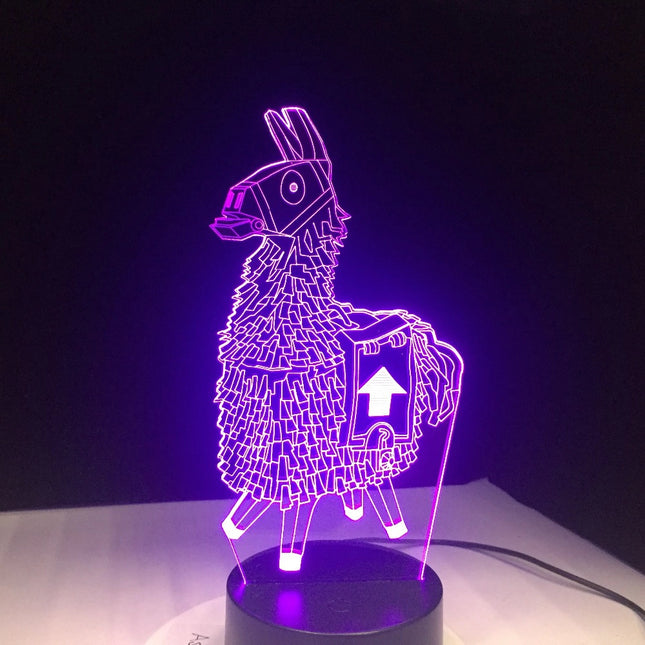 3D illusion LED-lampe med lama-motiv