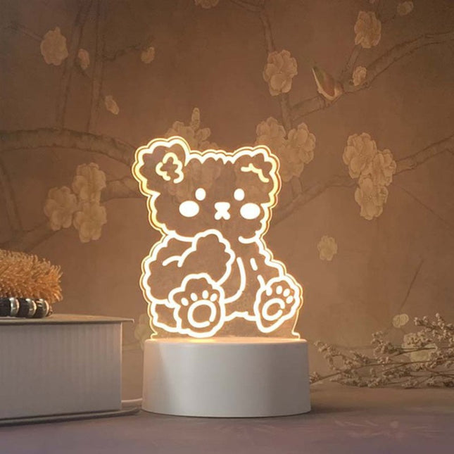 Sjov bjørn 3D LED natlampe