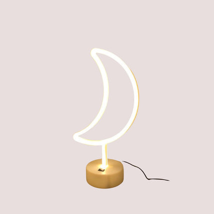 Hvid måneformet LED neon bordlampe