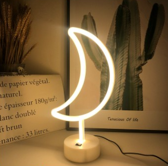 Hvid måneformet LED neon bordlampe