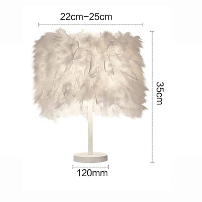 Moderne sengelampe med fjer skærm