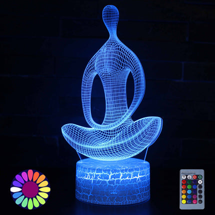 3D illusion yoga lampe med farveskift