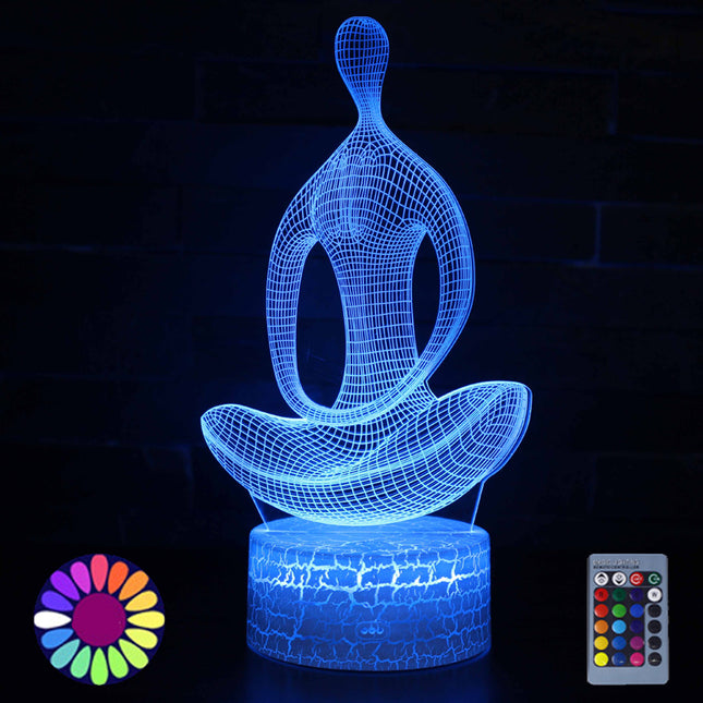 3D illusion yoga lampe med farveskift