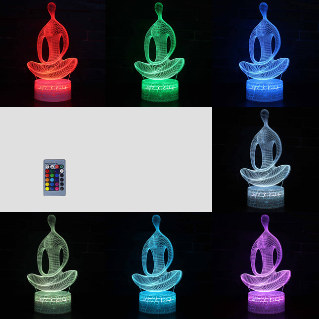 3D illusion yoga lampe med farveskift