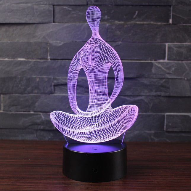 3D illusion yoga lampe med farveskift