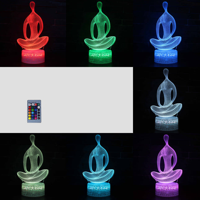 3D illusion yoga lampe med farveskift