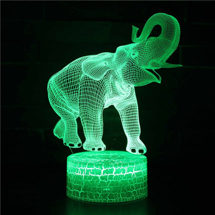 3D elefant lampe med farveskift