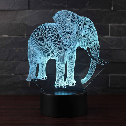 3D elefant lampe med farveskift