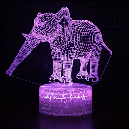 3D elefant lampe med farveskift