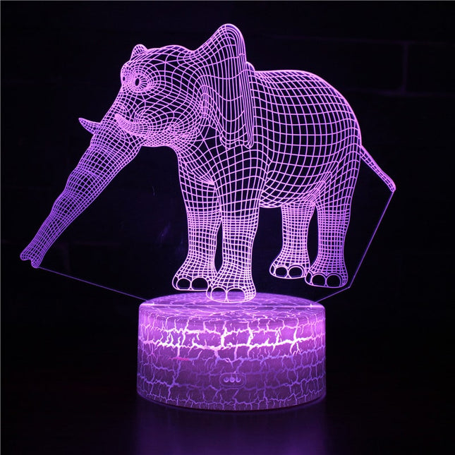 3D elefant lampe med farveskift