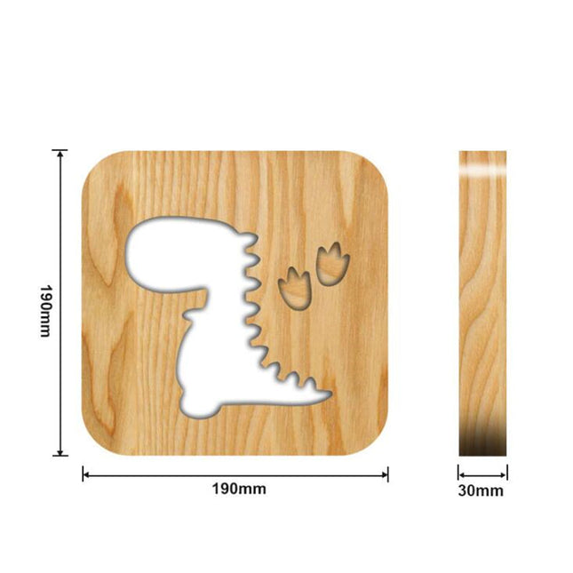 Dinosaur LED lampe i træ