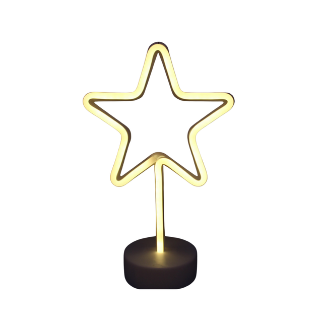 Gul stjerneformet LED neon bordlampe